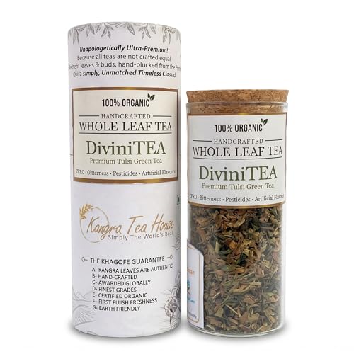 Image of Kangra Tea House CERTIFIED ORGANIC Tulsi Green Tea | Immunity Booster Tea & Stress Relief | DiviniTEA 20g (20-30 Servings)