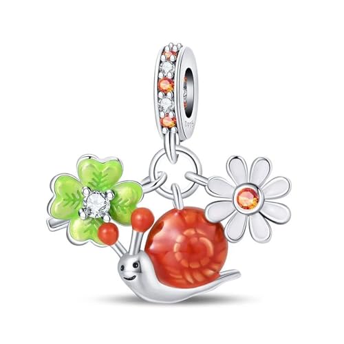 Image of SBUTUXC 925 Sterling Silver Snail Charm Dangle with Zirconia for Women Bracelet Necklace