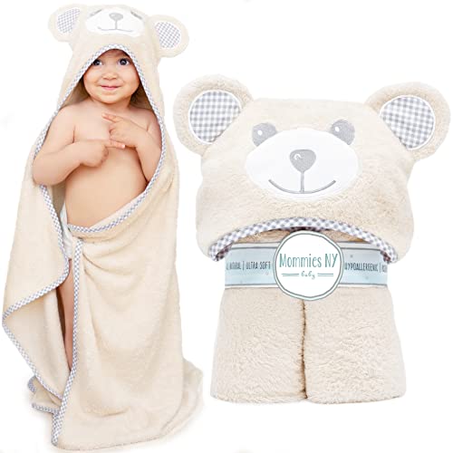 Premium Baby Hooded Towel - Organic Bamboo Baby Bath Towel - Cute Teddy Bear Ears - Soft, Large Baby Towel With Hood For Infant, Toddler - Great Gift For Baby Boy Or Girl (Silky Beige Bear, 1) #TOP23