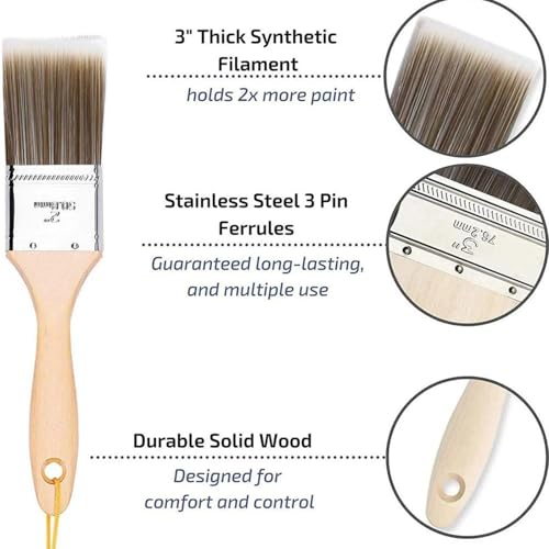 Paint Brush Set - 5 Piece Angle Brushes in Assorted Sizes, Treated Wood Handle, Walls, Stain Brush, Wall Paint Brushes, Furniture Paint Brushes for Painting Walls, Painting Brush 4 Paint Brush Set - 5 Piece Angle Brushes in Assorted Sizes, Treated Wood Handle, Walls, Stain Brush, Wall Paint Brushes, Furniture Paint Brushes for Painting Walls, Painting Brush - Image 4