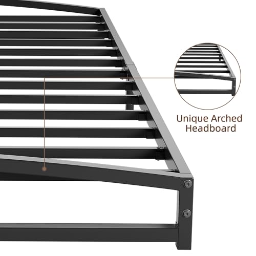 GAOMON Low Bed Frame, 6 in Twin Size Metal Platform Bed Frame, Black by GAOMON - Used condition - Image 4