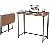 Bureau Naspaluro, Bureau Informatique Pliable, Table d’Ordinateur, Cadre en Métal 80 x 46 X 74 pour Bureau Domicile (Marron)