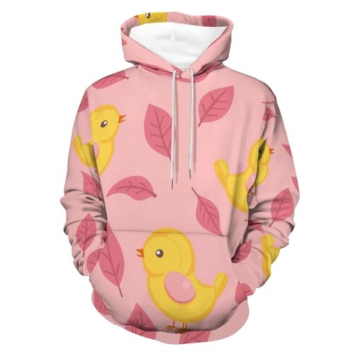 Sweat à capuche poussin jaune contre le froid quotidien style hoodie cartoon