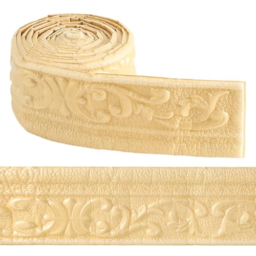 CRASPIRE Moldura de Corona Autoadhesiva de 90.5 x 3.14 pulgada para Papel Tapiz Borde de Pared Adhesivo de Espuma Resistente Al Agua Flexible 3D para Hotel Decoración Del Hogar
