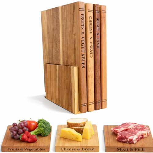 3-Piece Book-Shaped Cutting Board Set - Food Safe, Non-Slip Chopping
