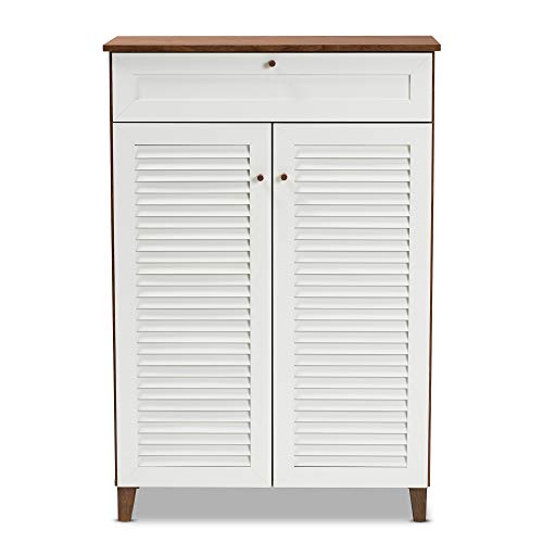 Baxton Studio Shoe Cabinets, White/Walnut #TOP4