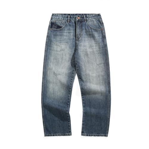 Jeans Pants Trouser Denim Retro Spring and Autumn Men's Classic Loose High Street Washed