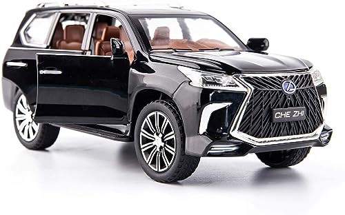 Image of 1:24 Lexus 570 Off-Road Luxury SUV Model Diecast Car, Zinc Alloy Pull Back Toy with Sound & Light, for Kids Boys & Girls (Black)