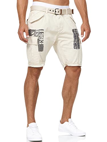 Indicode Herren Jaramillo Cargo Shorts mit 6 Taschen aus 100% Baumwolle | Kurze Hose Fog XL