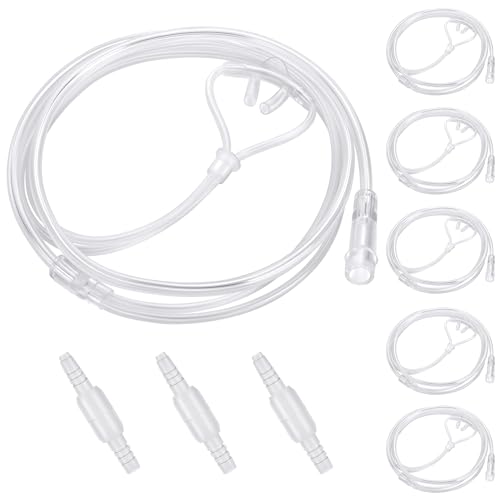 5 Pack Cannula Nasal 4 FT Super Soft Nasal Cannula Tubing for Oxygen Nose Tubing - High Flow, Kink Resistant, Highly Visible, Lightweight Tubing with 3 Pack Oxygen Tubing Connector