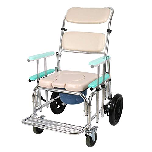 FQCXCKJ Silla con Inodoro Sillas con Inodoro Silla con Inodoro móvil de Noche, Silla con Inodoro 4 en 1 con Silla de baño portátil con Ruedas Asiento de Inodoro