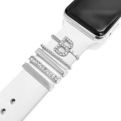 Image of 5Pcs Charms for Apple Watch band 41mm 45mm 40mm 44mm 38mm 42mm 46mm 49mm Women,Diamond+Metal Jewelry Decorative Ring For iWatch series 11 10 9 8 7 6 5 4 se 3 /2,Galaxy watch 7 /6 /5 /4,Strap Accessories