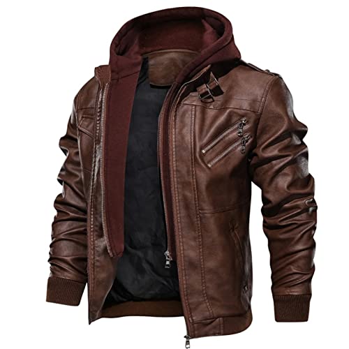 Chaqueta de cuero sintético con capucha para hombre miniatura 2