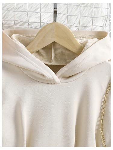 Floerns Girl's Solid Long Sleeve Hooded Dress Flare Hem Pleated Short Dresses4