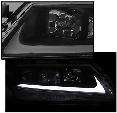 LED DRL Black/Smoke Projector Headlights Headlamps For 2004-2008 Acura TSX