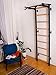 BenchK - Wooden Swedish Ladder Wall Stall Bar - Indoor Chin Up Bar Workout Equipment for Home Exercise, Physical Therapy, Gymnastics, Fitness (WallBars + Fixed Pullup Bar, Black)