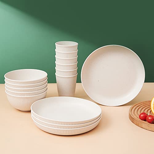 Hxypn DINNERWARE SET S Hxypn Unbreakable Reusable Dinnerware Set Kitchen Cups Plates And Bowls Sets Dishwasher Microwave Safe Plates thumb #5