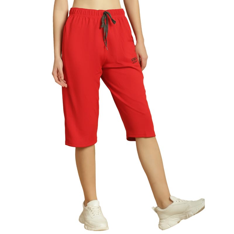 Image of Mack Jonney Solid Regular Fit Polyster Lycra Capri for Women-P