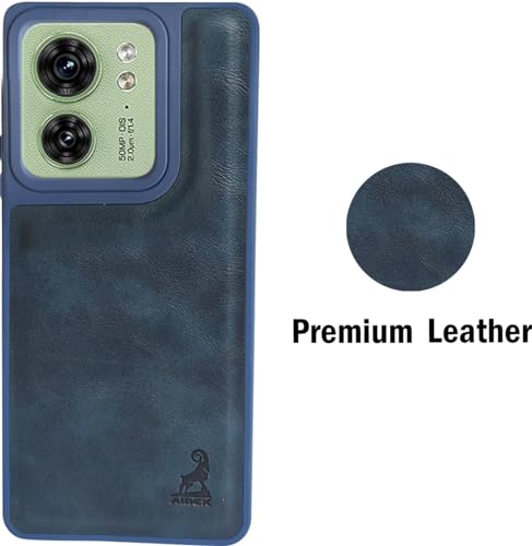 Image of AIBEX Shield Back Cover Case Compatible With Motorola Edge 40 Back Cover | Flexible Vegan Leather | Full Camera Protection | Raised Edges | Super Soft-Touch | Bumper Case, Royal Blue