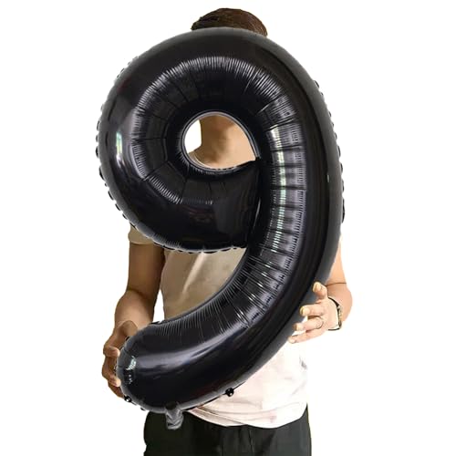 Image of Number Balloons Black Party Balloon - Giant Number 9 Balloon, 40 Inch Large Balloon for Birthday Decorations, Black Party Supplies for Men Women
