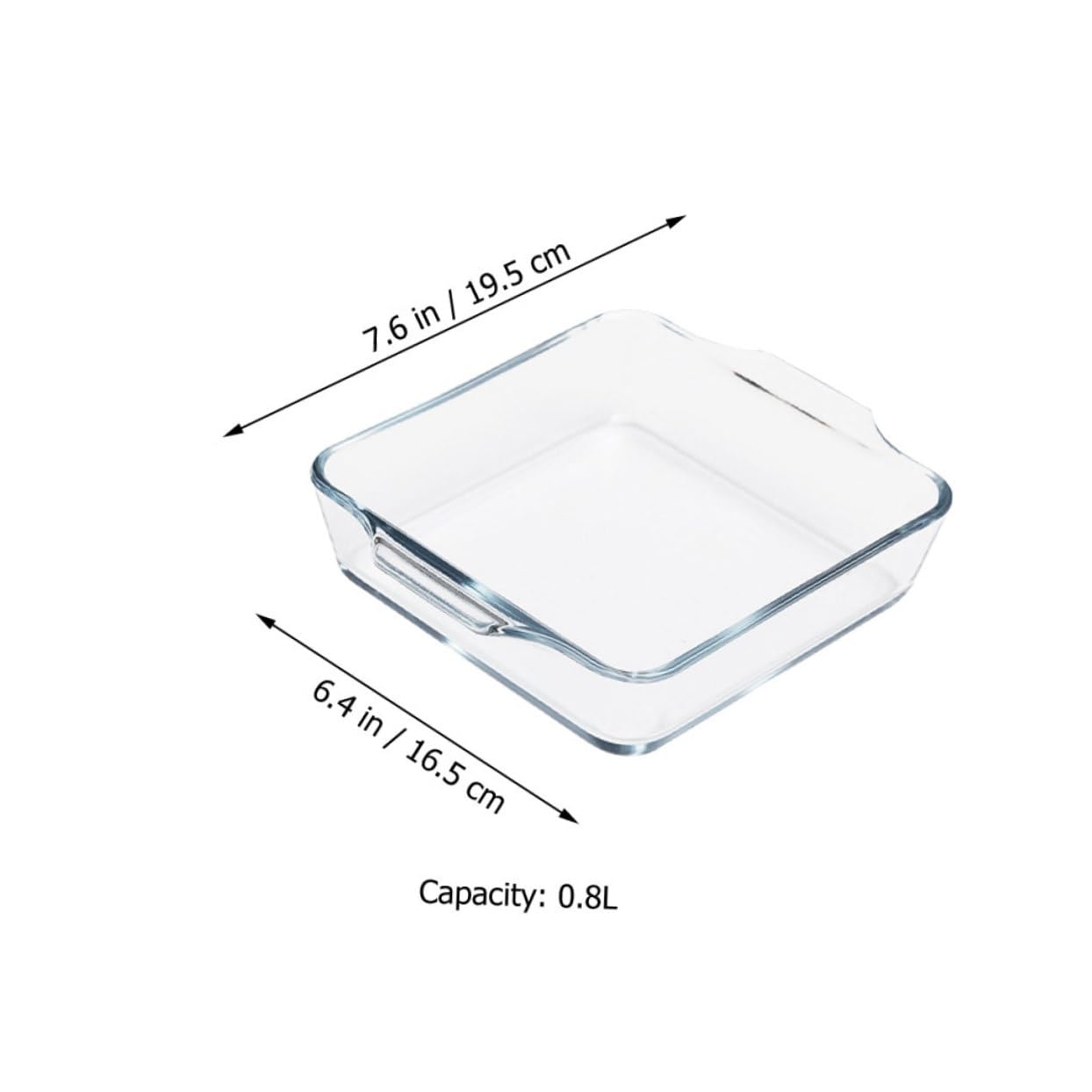 GLEAVI Fuente para Hornear de Vidrio Doble Asa de 0.8l, Apta para Microondas y Lavavajillas, Adecuado para Regalos Día del Padre en Cocina y Repostería