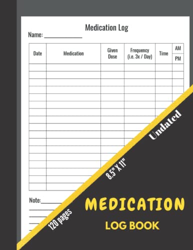 Medication Log Book: Notebook to Record At Home Medication Use,simple