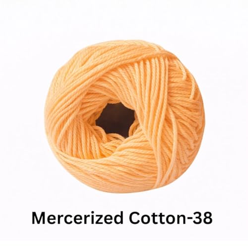 Image of VCR 4 Ply Light Orange 100% Mercerized Cotton Yarn, 60 Grams Hank, 190 Meters Length, Cotton Combed Ball, Smooth and Glossy Crochet Yarn for Crochet and Knitting, Pack of 1, Suitable for DIY Crafts