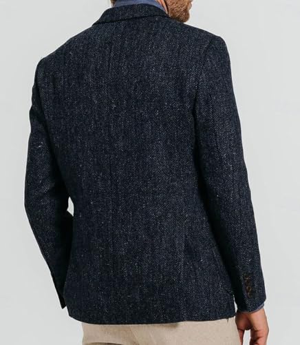 VENNYNG Men's Knit Herringbone Casual Blazer Slim Fit Tweed Jacket Single Breasted for Man Sport Coat4