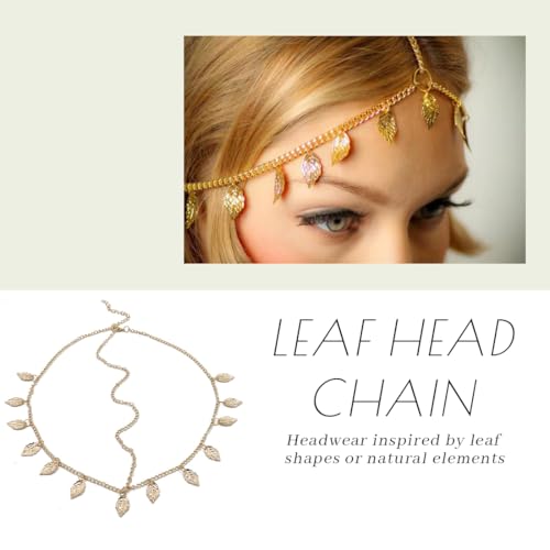 Cadena de cabeza bohemia con diseño de hoja de oro para el cabello vintage, accesorios para el cabello con borla, joyería para mujeres y niñas - imagen 2