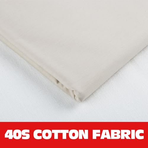 Image of 100% Beige Cotton Fabric for Sewing by 1 Yard, 59 inchWidth Quilting Fabric Medium Weight 5.8 oz, Muslin Fabric by The Yard, Embroidery Cloth