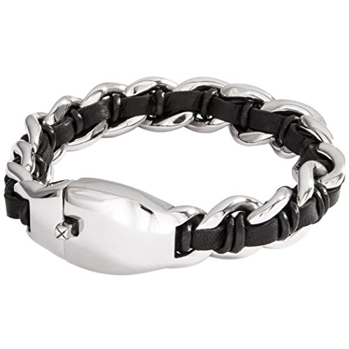 Preisvergleich Produktbild Lower East Leder- Metall Mix Armband mit Design Verschluss