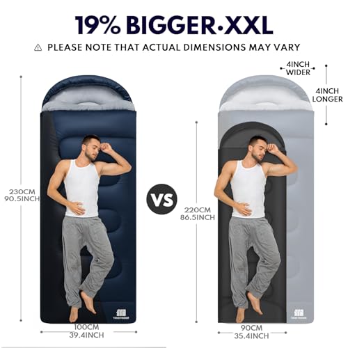Bolsa de dormir XXL para invierno para adultos, bolsa para camping para niños con saco compresor, equipo para camping 4 estaciones para senderismo, viajes, exterior, mochilero, escalada miniatura 3