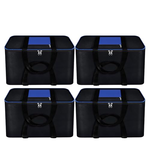 Image of Storage Bags for Blanket, Clothes, Toys and Bed Sheet Cover Bag - Underbed Large Size Black Cover Bags (54 x 46 x 28 cm) (Blue, Pack of 4)
