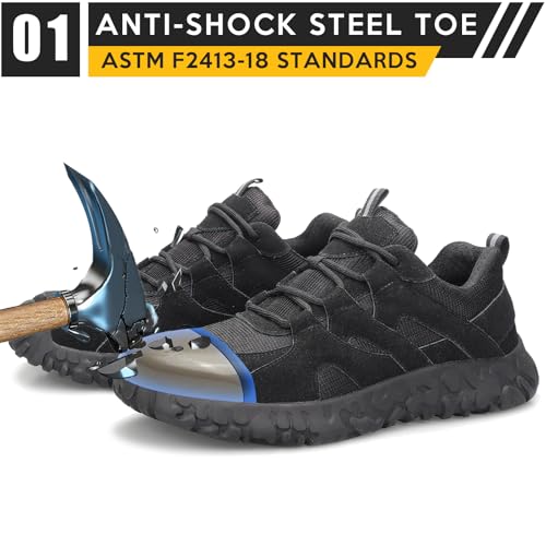 Image of Steel Toe Shoes for Women Men - Lightweight Slip Resistant Safety Work Shoe with Impact & Puncture Resistance for Protection