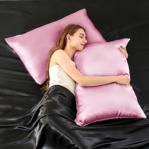 Image of INFIIXSO Mulberry Silk Pillow Case King Size, Silk Pillowcase with Hidden Zipper 20 inchx36 inch, Extraordinary Smooth and Soft Pillow Cases for Hair and Skin(Pink, 1 Pack)