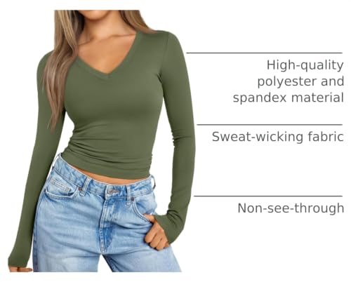 Image of Trendy Queen Womens Long Sleeve Shirts 2026 Fall Fashion Basics Crop Tops