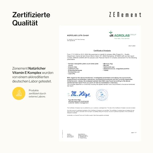 Natürlicher Vitamin E Komplex, Tocopherole & Tocotrienole, 120 Weichkapseln | mit Bio-Natives Olivenöl Extra | Antioxidans | 100% natürliche Zutaten, Frei von Soja | Zenement