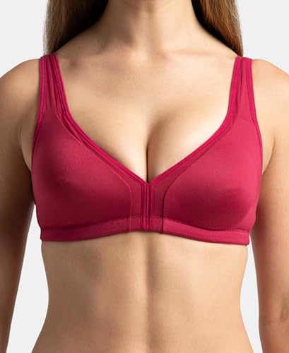 Image of Jockey 1820 Women Wirefree Non Padded Soft Touch Microfiber Elastane Stretch Full Coverage Everyday Bra with Stylised Mesh Panel