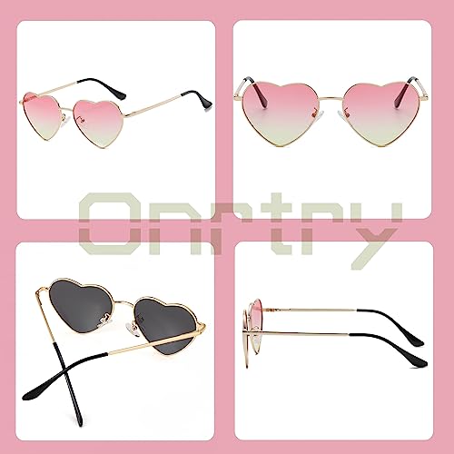 Onrtry Heart Shaped Polarized Sunglasses for Women Vintage Lovely Metal Frame Sun Glasses4