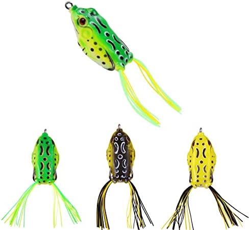 Top Water Bass Fishing Frog Lures - Trout Fishing Lures Kit Set Realistic Prop Frog Soft Swimbait Floating Bait with Weedless Hooks for Freshwater Saltwater - Pack of 3