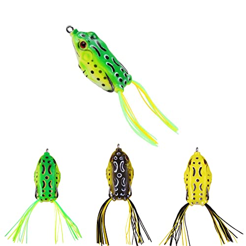 Top Water Bass Fishing Frog Lures - Trout Fishing Lures Kit Set Realistic Prop Frog Soft Swimbait Floating Bait With Weedless Hooks For Freshwater Saltwater - Pack Of 3 #TOP2