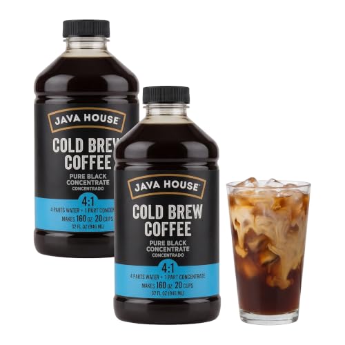 Java House Cold Brew Coffee, Colombian | 4:1 Liquid Concentrate | 32 Ounce Bottle | Pack of 2