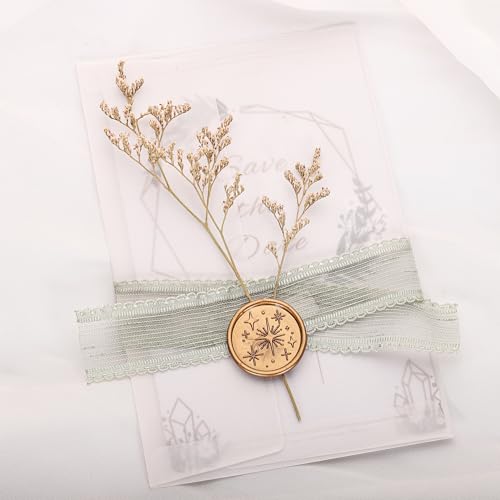 Yoption Star Wax Seal Stamp, Vintage Brass Head Wooden Hilt Sealing Wax Stamp for Birthday Wedding Invitations Gifts Envelopes Wine Packages - Thumbnail 6