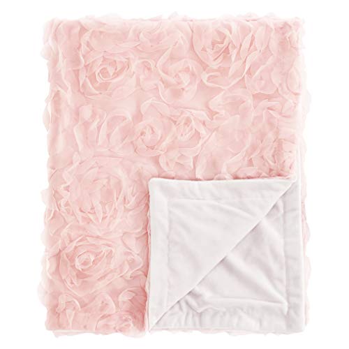 Image of Sweet Jojo Designs Pink Floral Rose Baby Girl Blanket Receiving Security Swaddle for Newborn or Toddler Nursery Car Seat Stroller Soft Minky - Solid Light Blush Flower Elegant Boho Shabby Chic Luxury