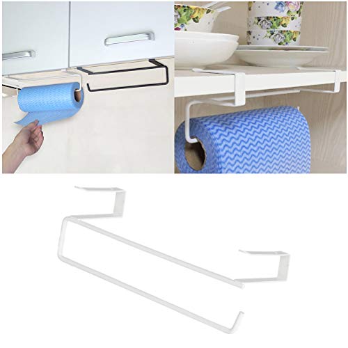 Preisvergleich Produktbild Yardwe Edelstahl Papierhandtuchhalter unter Schränke Küchenregal Papierrollenhalter Rack Handtuchhalter für Küche Badezimmer Toilettenpapierhalter Ohne Bohren (weiß)