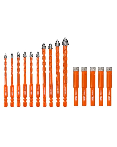 Foret Diamanté Brasé BGTEC Set 10 Pièces Haute Résistance Tige Ronde pour Perçage à Sec Net