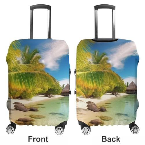 Tropical Beach Scenery Travel Luggage Cover Anti-scratch Suitcase Cover Elastic Suitcase Protective Cover Fits 19-32 Inch Luggage S3
