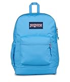 JanSport Mochila Cross Town Plus – Compartimento principal grande, bolso lateral para garrafa de água, capa acolchoada para laptop de 38 cm, Azul elétrico, One Size, Mochila Cross Town Plus