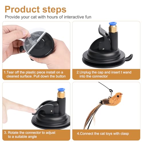 2 Set Katzenspielzeug Selbstbeschäftigung, Interaktives Katzenspielzeug Intelligenz Katzen Spielzeug mit Vogel Federn, Katzenspielzeug Angel, Katzenangel Stabil mit Saugnapf Cat Toys Federspielzeug