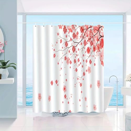 Rideau de douche de qualité supérieure fleurs de cerisier en polyester - 5